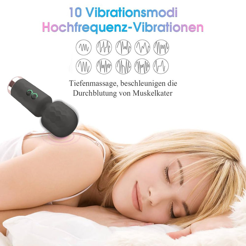Auplay Mini Massage Stick Strong Vibration For Women Relaxation Muscle Soreness, Portable Small With 10 Vibration Modes, Quiet Wireless Silicone Hand Massager, Can Be Switched Freely - NewNest Australia