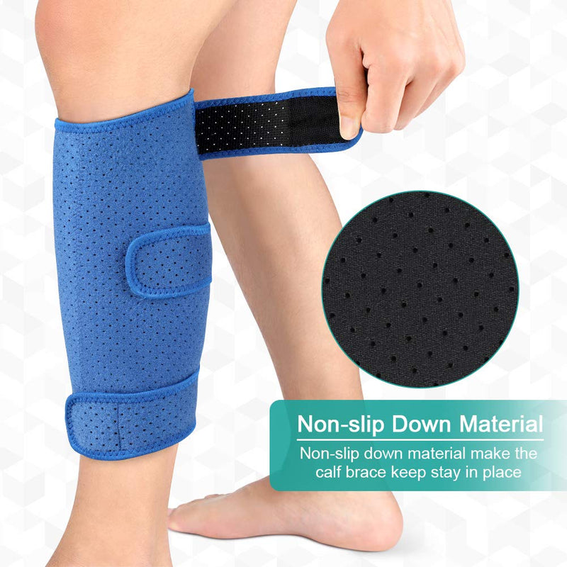 Calf Brace, Shin Splint Support Lower Leg Compression Wrap with Adjustable Three Anti-Slip Strap Support for Pulled Calf Muscle Pain Strain Injury, Sprain and Swelling, Fits Men and Women (Blue) - NewNest Australia