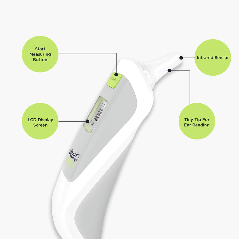 Vital Baby PROTECT 4 in 1 Contactless Thermometer - Different Modes Including Forehead, Ear, Room and Liquid - LCD Display - Colour Change Fever Alert - No Touch Temperature Checker Gun - NewNest Australia