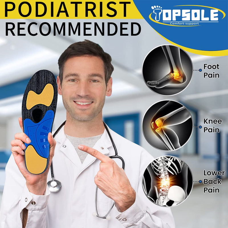 TOPSOLE Orthotic Insoles Plantar Fasciitis Insoles Arch Support Insoles for Flat Feet,Foot Pain, High Arches,OverPronation,Metatarsalgia,Heel Pain, Insoles for Men and Women UK-12-30.5cm Blue - NewNest Australia