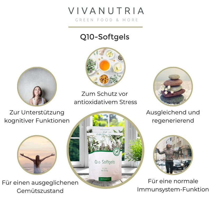 Vivanutria Q10 Capsules, Pack Of 300, Small Softgel Capsules, Easy To Swallow, With 500 Mg Content, Best Quality, Large 3-Month Pack, Q10 Softgels (30 Mg Q10 Per Capsule) - NewNest Australia