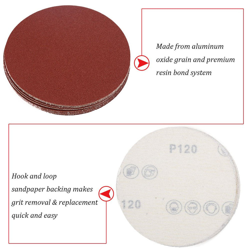 HIFROM 5 Inch Sanding Discs NO-Hole Hook and Loop 40 60 80 100 120 180 240 320 400 800 Grit Sandpaper Aluminum Oxide Random Orbital Sander Pads (100-Pack) 40 - 800 Grit(100-Pack) - NewNest Australia