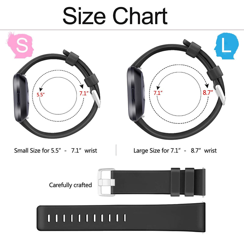 6 Pack Sport Bands Compatible with Fitbit Versa 2 / Fitbit Versa/Versa Lite/Versa SE, Classic Soft Silicone Replacement Wristbands for Fitbit Versa Smart Watch Women Men (6 Pack B, Small) - NewNest Australia