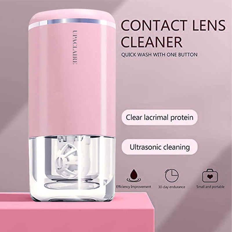 Contact Lens Cleaner, Intelligent Cleaning Machine for Soft and Rigid (RGP) Contact Lenses Cleaning and Storage (Pink) Rose - NewNest Australia