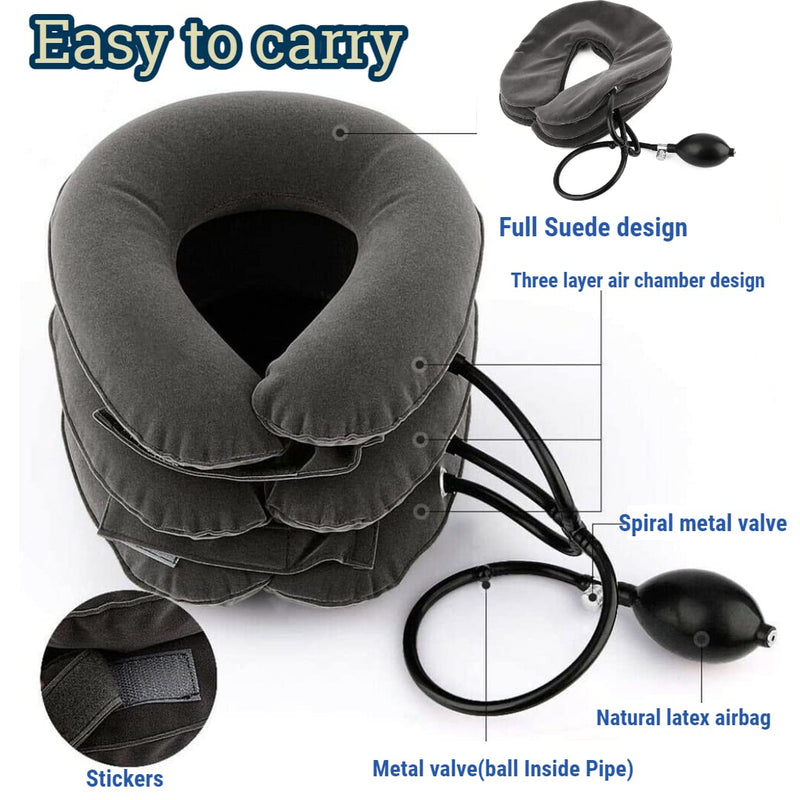 Spinegear Inflatable Neck traction for Home use medically approved 3 layers Air Cervical brace device Spine Shoulder Support for Neck Pain Pinched Nerves & Muscle Strain Collar Stretcher (One Size) - NewNest Australia