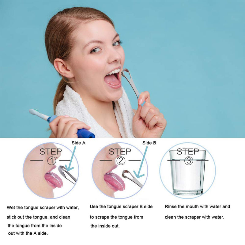 New Version Tongue Scraper Cleaner for Adults & Kids, Medical Grade Metal Tongue Brushes Set for Fresh Breath Dental Eliminate Bad Breath in Seconds (2 pcs) 2 Count (Pack of 1) Blue&Green Case - NewNest Australia