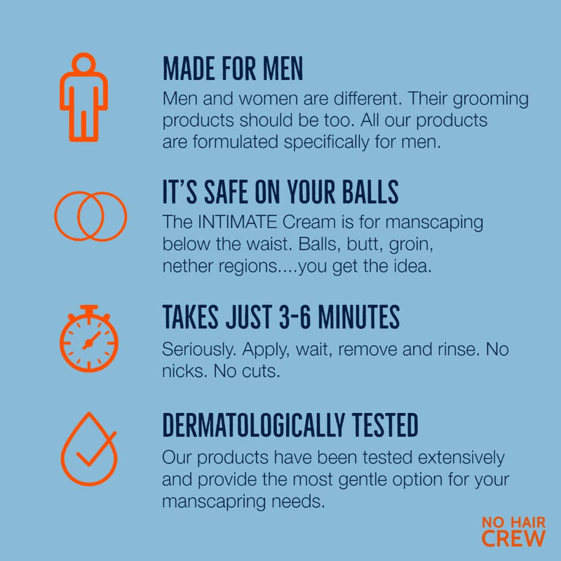 2 x NO HAIR CREW depilatory cream for the intimate area - extra gentle hair removal for men (set 2 x 100ml) - NewNest Australia