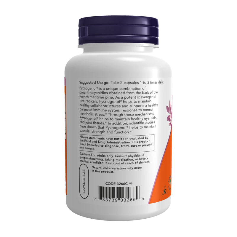 NOW Supplements, Pycnogenol 30 mg (a Unique Combination of Proanthocyanidins from French Maritime Pine) with 300 mg Bioflavonoids, 150 Veg Capsules - NewNest Australia