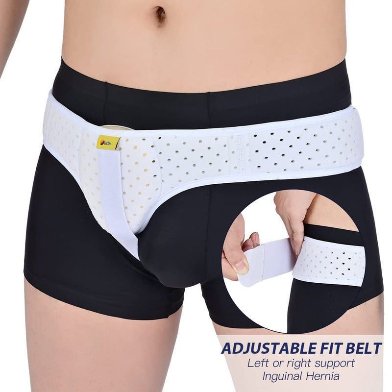 Tenbon Hernia Belt For Men, Inguinal Hernia Support, Medical Hernia Protection, Inguinal Brace For Single Sports Hernia, Adjustable Waist Belt With Removable (White, L) - NewNest Australia