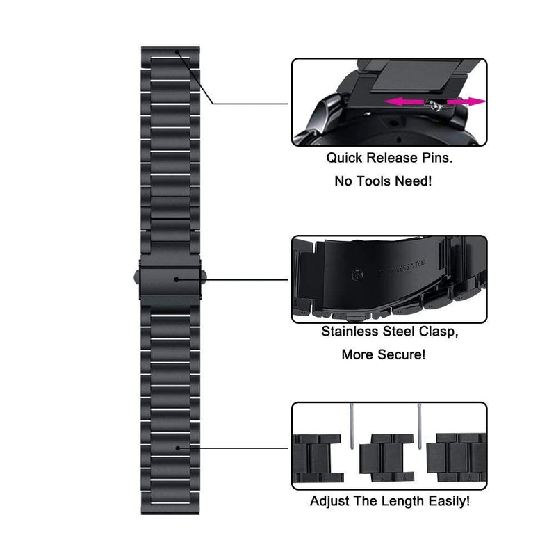 Compatible for Garmin Venu SQ Music Bands, ViCRiOR Solid Stainless Steel Watchband+ Mesh Strap Bracelet Replacement Band Strap for Garmin Venu sq/sq Music, Black - NewNest Australia