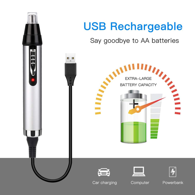QKURT USB Nose Hair Trimmer, 4 in 1 Ear Nose Hair Trimmer New Design Safely Painless Personal Trimmer Grooming Kit for Men and Women, Waterproof Beard and Nose Trimmer for Easy to Clean - NewNest Australia