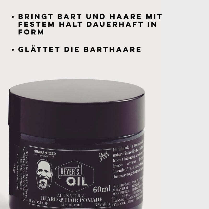 Beyer's Oil Beard & Hair Pomade Verbena 60ml - beard and hair pomade - 100 natural - handmade in Bavaria - NewNest Australia