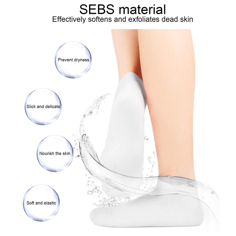 2 Pairs of Moisturizing Socks, Foot Spa Socks, Moisturizing Exfoliating Socks Moisturizing Care Elastic Anti Cracking Foot Skin Cares Socks Elastic Foot Care Socks White(XL(42-44)) XL(42-44) - NewNest Australia