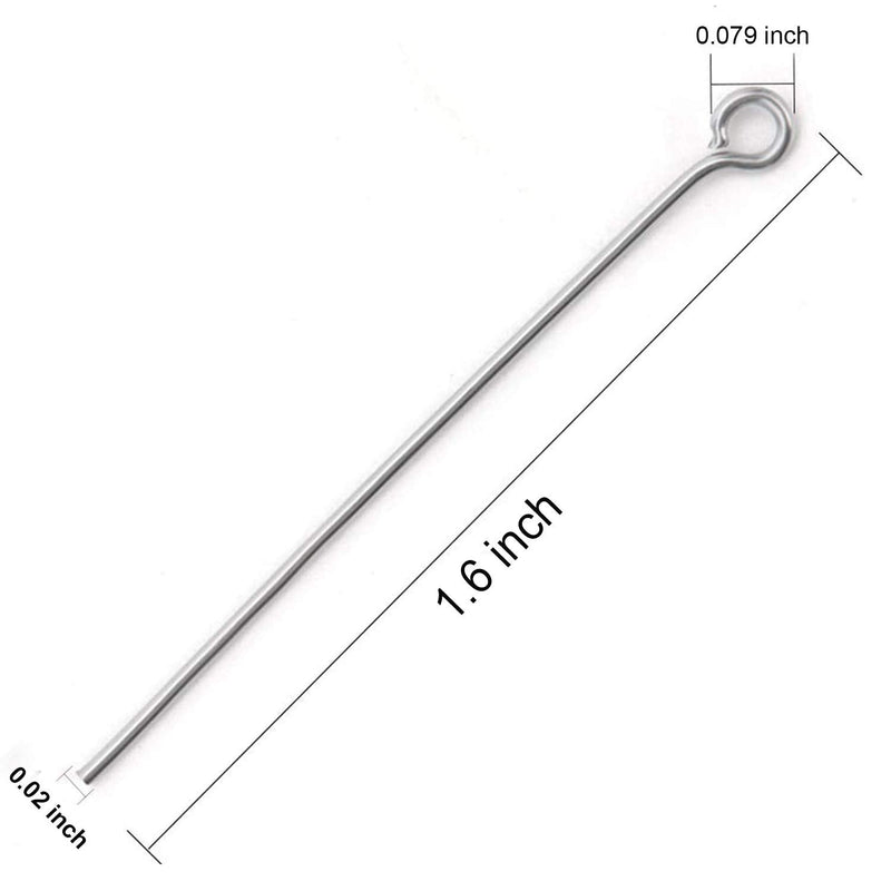 300 Pcs 1.6 Inch 304 Stainless Steel Open Eye Pins Headpins for Jewelry Necklace Making, (Silver) - NewNest Australia