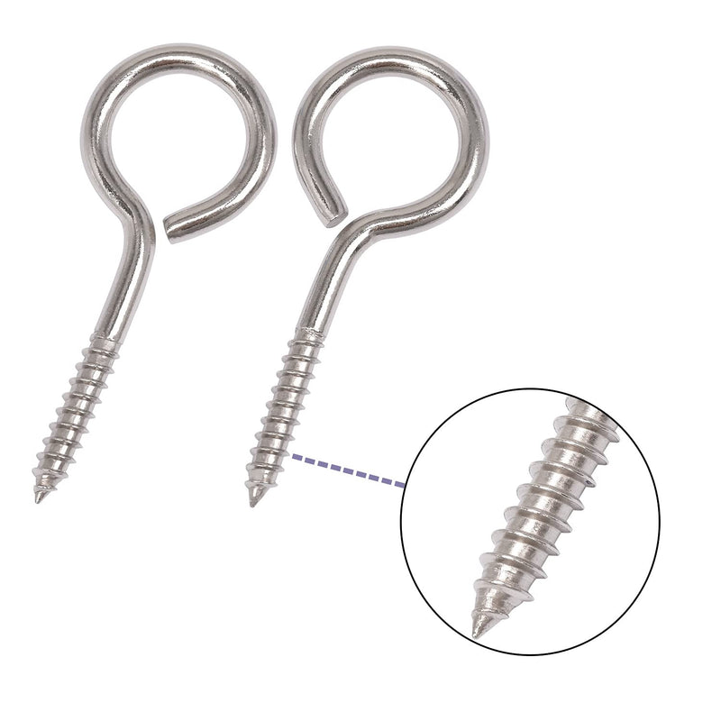 SHONAN 2.5" Stainless Steel Eye Screws for Wood, 18 Pcs Screw Eye Hooks Eye Bolt Hooks, Eye Screw Hooks for Indoor Outdoor Use, 55 Lbs Capacity 2.5 Inch, 18 Pack - NewNest Australia