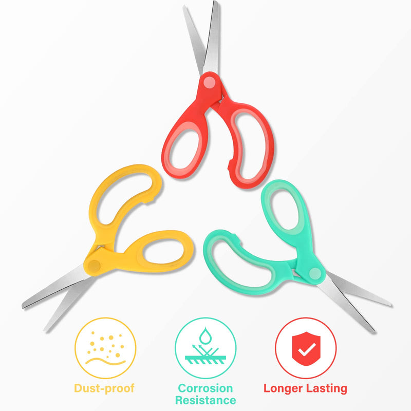 Left-Handed Kids Scissors Lefty Stainless Steel Scissors 5.9 Inch Left Handed Pointed Scissors Soft Grip Office Craft Shears Scissors for Office Home Household School Supplies (,3 Pieces) 3 - NewNest Australia