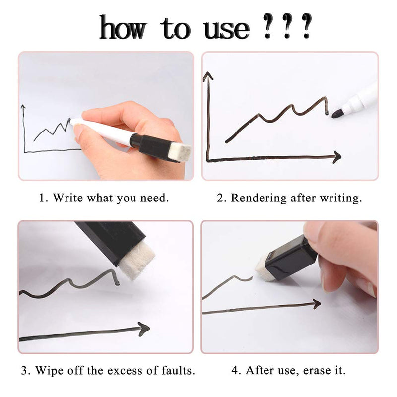 RETON 50 Pcs Rewritable Magnetic Dry Wipe White Board Markers Pens with Eraser Cap, 4.4 in Mini Dry Erase Marker with Fine Tip for Classroom, Office, Hospital, Home and Factory (50 Pcs, Black) 50 Pcs, Black - NewNest Australia