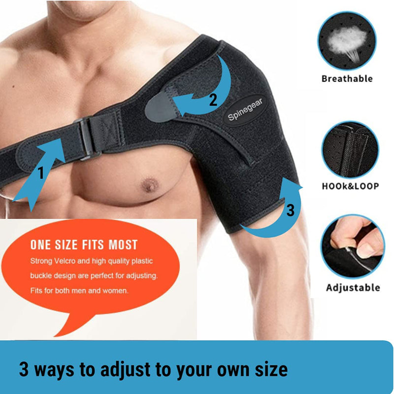 Spinegear Improved Rotator cuff Shoulder Support for Men & Women UK design Injury recovery strap for Right/Left Arm Shoulder brace for Pain Frozen Shoulder Dislocated Joint & Soreness One size - NewNest Australia