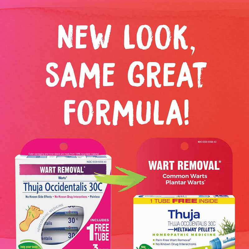 Boiron Thuja Occidentalis 30C Wart Removal Medicine, 3 Count (80 Pellets each tube). Homeopathic, Quick-dissolving Pellets for Painless Wart Removal with Natural Active Ingredient - NewNest Australia