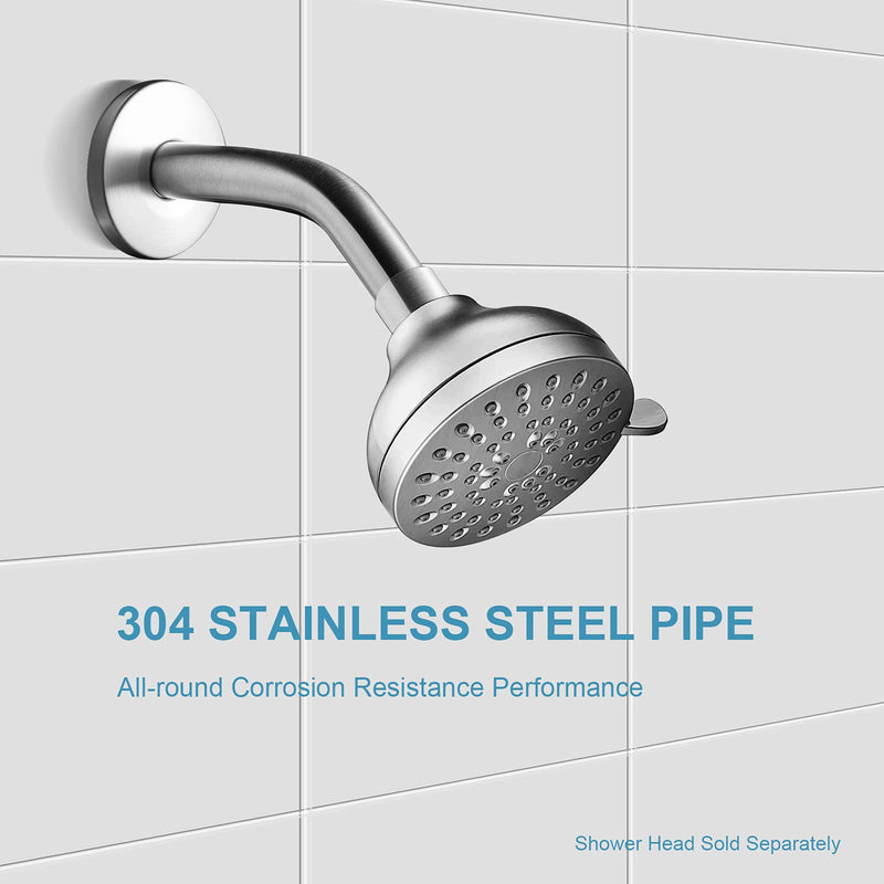 OFFO Shower Arm with Flange 6 Inches Wall Mount Replacement Angle Shower Head Arm Wall-Mounted For Fixed Shower Head & Handheld Showerhead Brushed 6 Inch - NewNest Australia