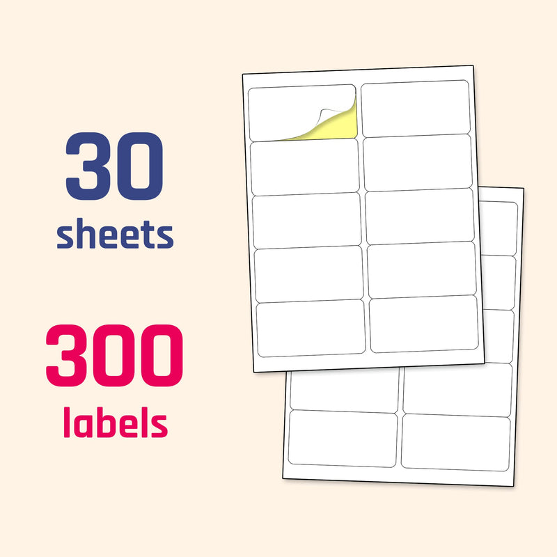 (2" x 4") 30 Sheets, Printable White Sticker Labels, Laser/Inkjet Printing - Matte, 10 per Page 2" x 4" | 30 sheets - NewNest Australia