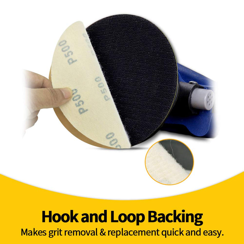 SPEEDWOX 50 Pcs 6 Inches Sanding Discs 500 Grit Dustless Hook and Loop Sandpaper for Random Orbital Sander Yellow Finishing Discs for Automotive Woodworking 500-Grit - NewNest Australia