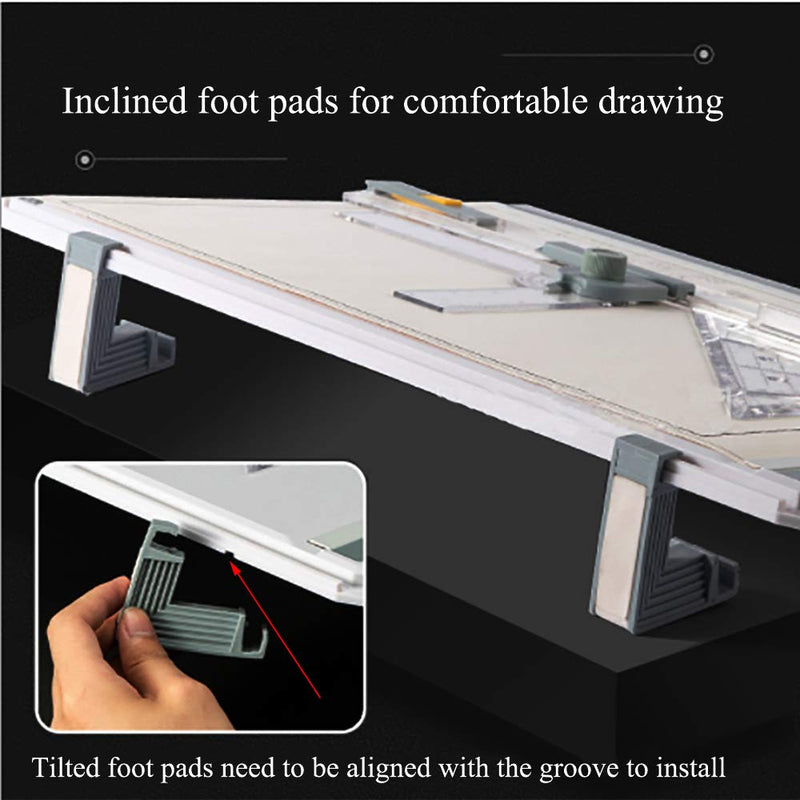 SALEMAR Inch Scale A3 Drafting Table Drawing Board, Drawing Tool Set Graphic Architectural Sketch Board with Parallel Motion, Set Square, Clamps, Protractor, Anti Slip Support Legs, Sliding Ruler - NewNest Australia