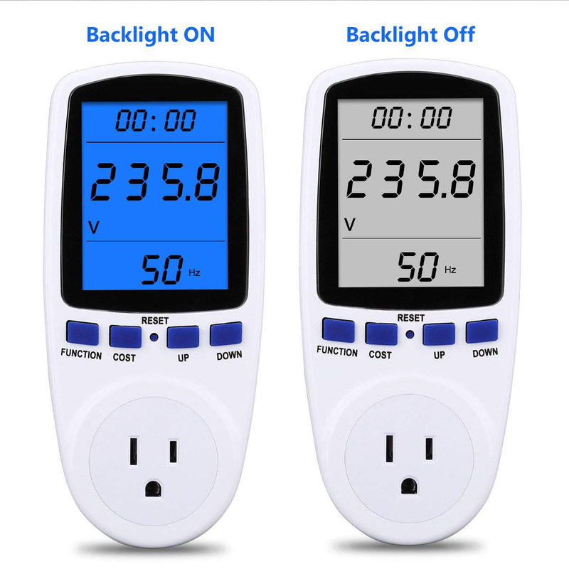 Upgraded Brighter LCD Display Night Vision Power Meter Plug, Power Consumption Monitor Energy Voltage Amps Electricity Usage Monitor, Overload Protection, 7 Display Modes for Energy Saving, Watt Meter Blue&cord - NewNest Australia