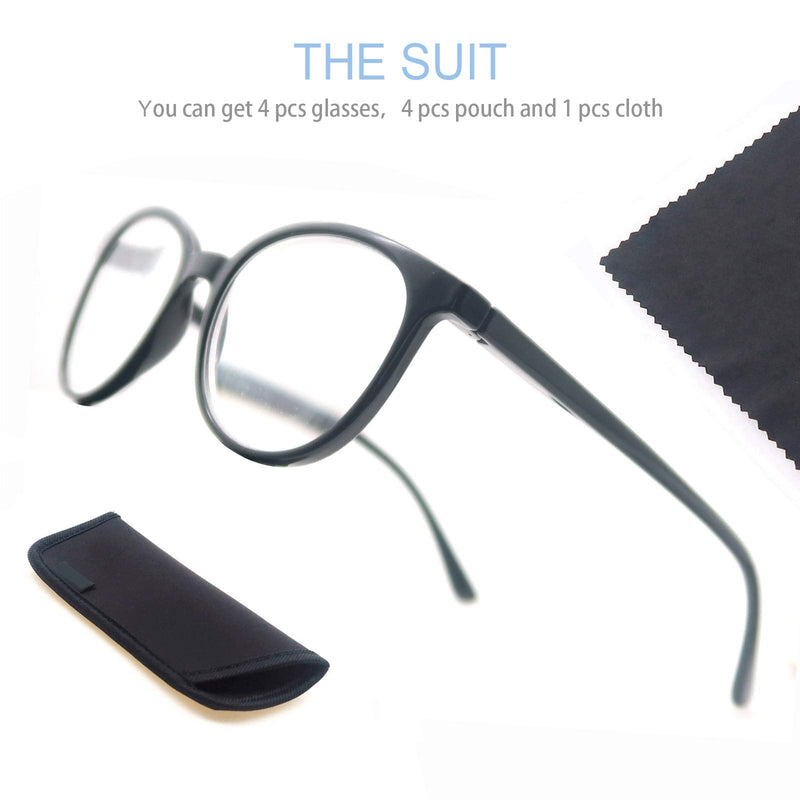 MODFANS (4 pack) reading glasses 1.5 round men women, good glasses, high quality, fashion, comfortable, great reading aid, for women +1.50 4 mixed colors - NewNest Australia