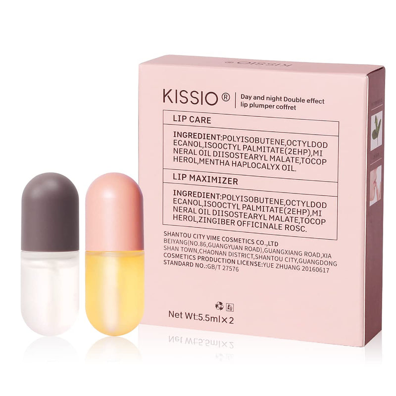 KISSIO Lip Plumper Set,Natural Lip Plumper,Lip Care, Lip Plumper Gloss,Lip Moisturizing Beautiful,Day Ues And Night Ues Set(2PCS) 01#Pink - NewNest Australia
