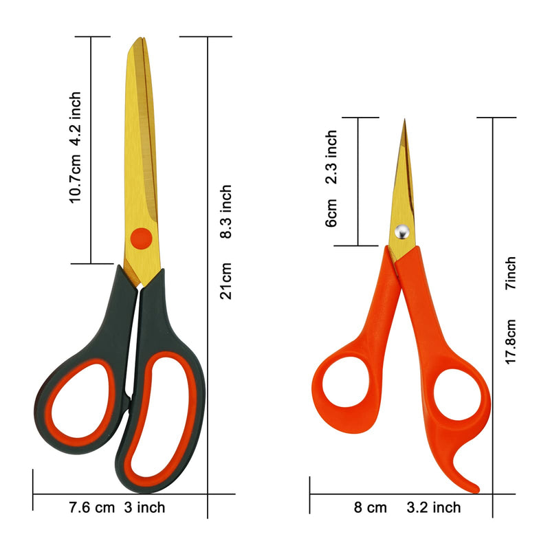 CCR Multipurpose Scissors with Ultra Sharp Blades, Comfort-Grip Handles, 7"Tip Titanium Scissors, 8.3" Craft Scissors for Home Work School Office Supplies and Sewing，Set 4. - NewNest Australia