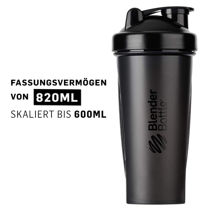 BlenderBottle Classic Shaker with BlenderBall, ideal as a protein shaker, protein shaker, water bottle, drinking bottle, BPA free, scaled up to 600 ml, capacity 820 ml, black - NewNest Australia