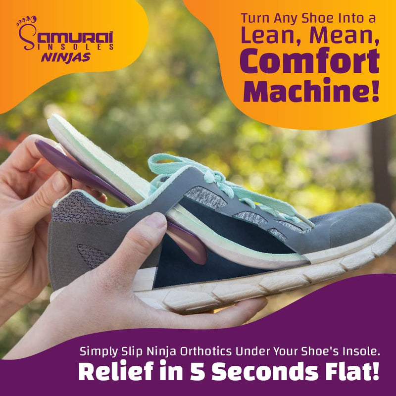 Samurai Insoles Ninjas Plantar Fasciitis Relief Arch Support Shoe Insoles - Podiatrist Designed, Orthotic Lab Made in The USA 6-6.5 Women/4-4.5 Men - NewNest Australia