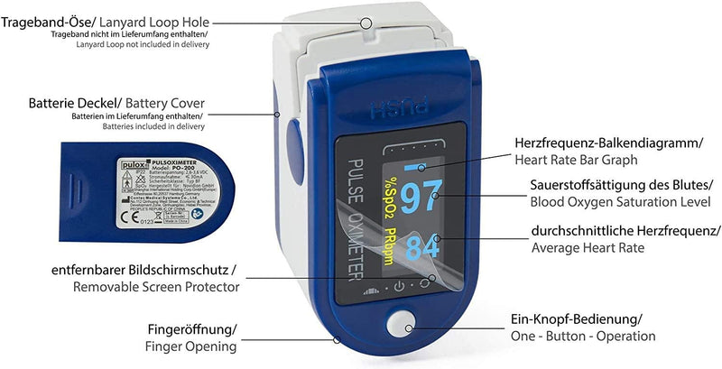 PULOX Unisex - Adult Pulse Oximeter, Dark Blue, PO-200 Solo - NewNest Australia