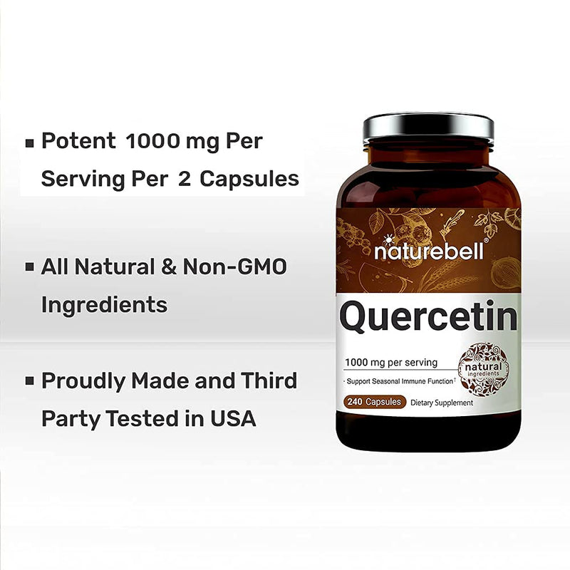 NatureBell Quercetin 1000mg Per Serving, 240 Capsules (4 Months Supply), Super Immune Vitamins and Quercetin Vitamins, Supports Cardiovascular Health, Immune System and Bioflavonoids - NewNest Australia