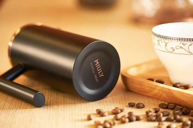 Miuly Coffee Press 1 Cup,Black Stainless Steel French Press Coffee Maker, Double Wall Insulated 350ml/12oz with 2 Filter Mesh Black Coffee Pot Rose Gold Lid 12oz - NewNest Australia