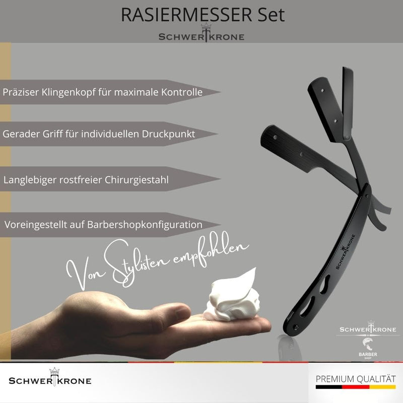 Schwertkrone Men's Razor with 100 Premium Interchangeable Blades + Case (Black) Black - NewNest Australia