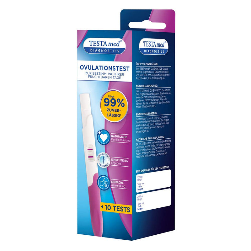 TESTA med DIAGNOSTICS Ovulation test if you want to have children, 10 pieces, shows the time of peak fertility with an overall accuracy of over 99 percent - NewNest Australia