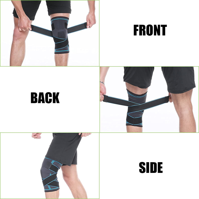 MILAIUN Knee Brace Pack of 2, Knee Support Sports for Men Women, Non-Slip Breathable Unisex Knee Brace, for Outdoor Sports or Strength Exercises (XL) Blue XL - NewNest Australia