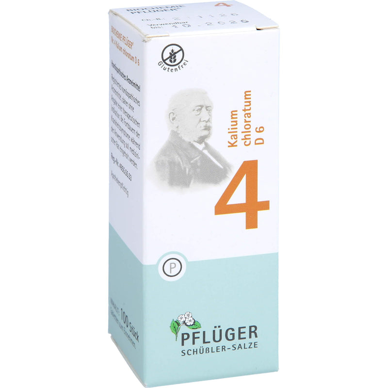 PFLÜGER Schüßler Salts No. 4 Potassium chloratum D6 - 100 tablets - The salt of the mucous membranes - gluten-free - NewNest Australia