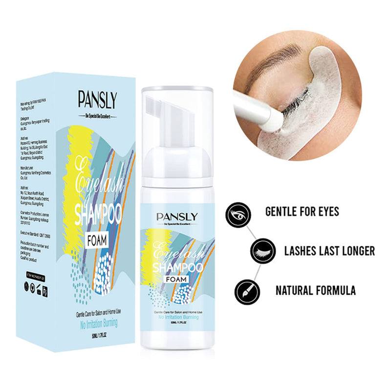 Lash Shampoo for Eyelash, Lash Cleanser Eyelash Extension Eyelash Cleanser 50ml Lash Extensions Shampoo Eyelid Foaming Cleanser + Brush & Mascara Wand Extension Cleanser Remover, Salon and Home Use - NewNest Australia