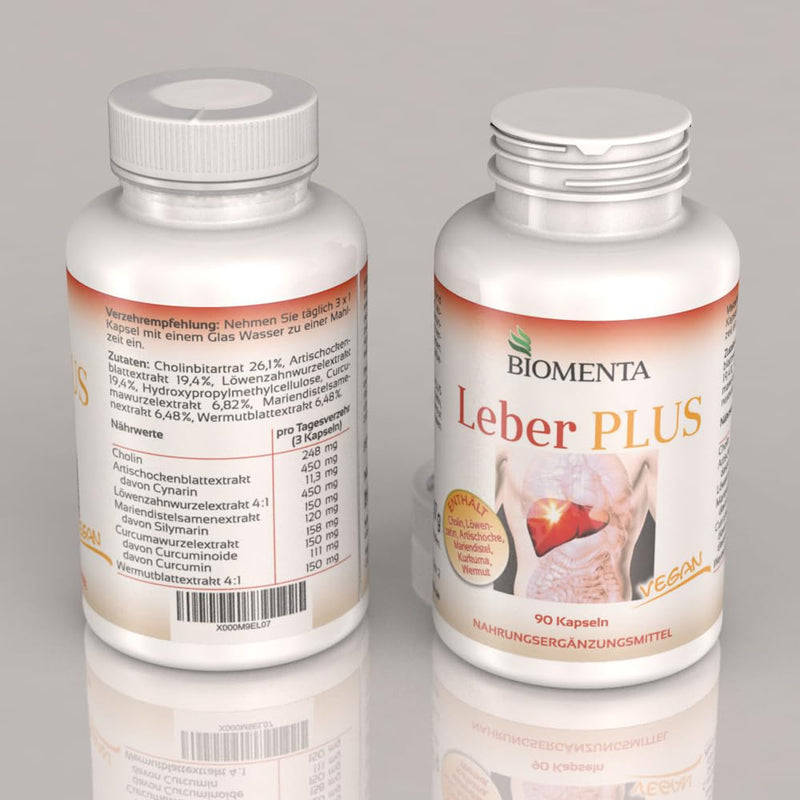 BIOMENTA Liver Plus - 90 high-dose liver capsules - with choline, milk thistle, artichokes, dandelion - vegan - premium quality - NewNest Australia