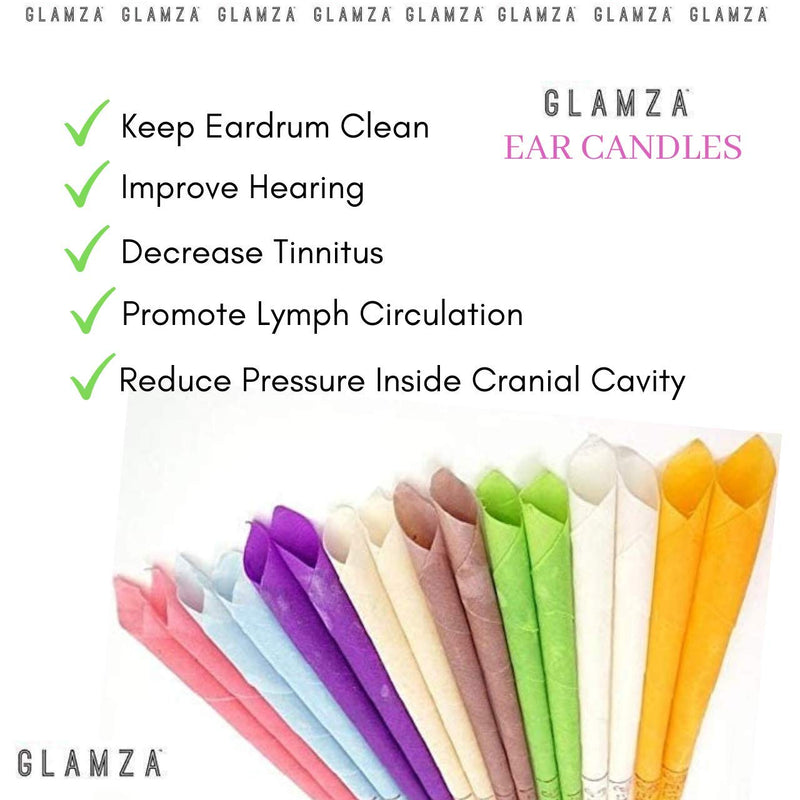 Organic Hopi Ear Candles for Blocked Ears - All Natural Ear Wax Remover GLAMZA 100% Natural Beeswax Candle - 16pcs (8 Pairs) with 8 Protective Disc Cones for Safe & Effective Ear Candling - NewNest Australia