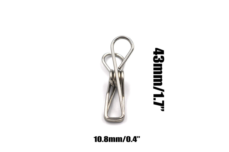 NewNest Australia - FGen 50pcs Mini Clip 1.7-inch Stainless Steel, Clothesline, Bag Seal, Paper Clip, Clip Socks, Etc. 