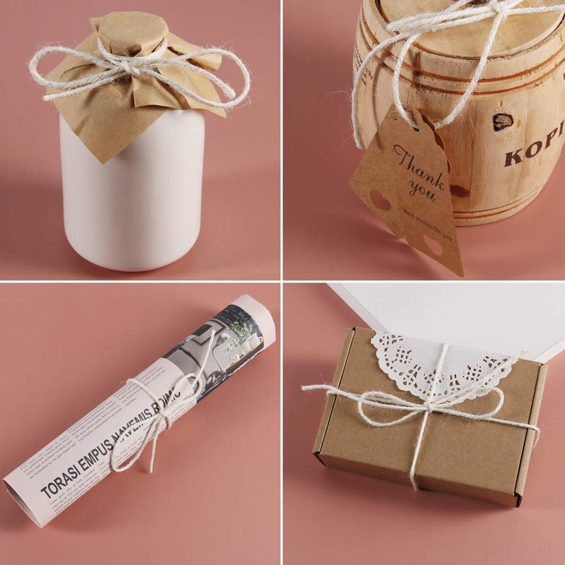Tenn Well 3mm Jute Twine, 328 Feet Thick Twine String for Crafting, Gift Wrapping, Gardening, Packing and DIY Projects (Creamy) - NewNest Australia