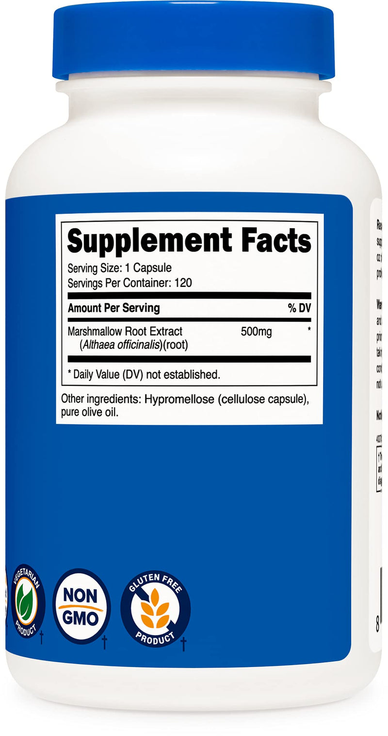 Nutricost Marshmallow Root 500mg, 120 Vegetarian Capsules - Gluten Free & Non-GMO - NewNest Australia