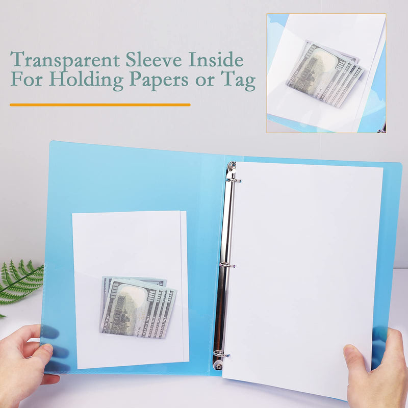 NatureTouch 3 Ring Binder, 1 Inch Binder Organizer Holds 8.5’’ x 11’’ Paper with Tag, Clear View Binder with Clear Pocket Sleeves - Translucent Blue, 4 Pack - NewNest Australia