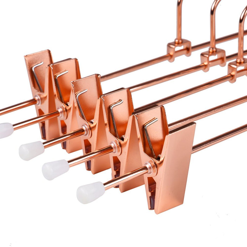NewNest Australia - Amber Home 5 Pack Copper Metal Pants and Skirt Hanger Shiny Space Saving Slacks Jeans Bottom Hangers with Adjustable Clips Rack with Swivel Hook (Copper, 5 Pack) 