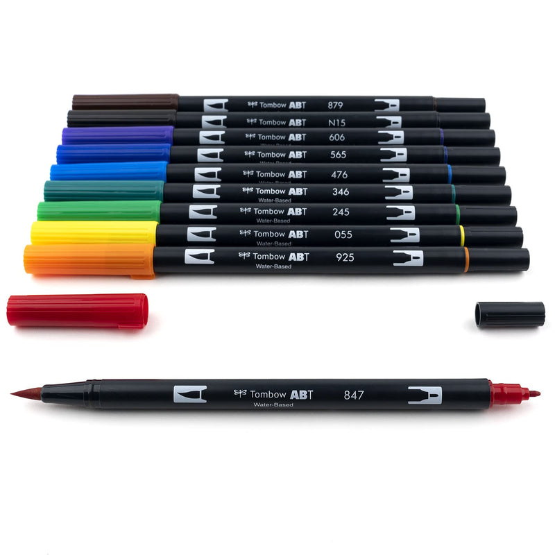 Tombow 56167 Dual Brush Pen Art Markers, Primary, 10-Pack. Blendable, Brush and Fine Tip Markers 1-Pack - NewNest Australia