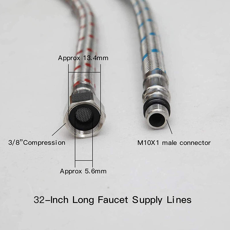 Era 32-Inch Bathroom Kitchen Faucet Connector Braided Stainless Steel Supply Hose 3/8-Inch Female Compression Thread x M10 Male Connector US Standard x 2 Pcs (1 Pair) 32 Inch - NewNest Australia